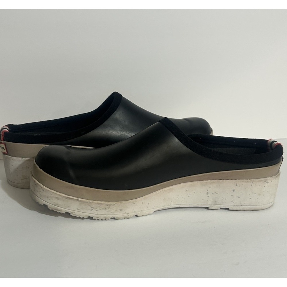 HUNTER Play Speckled Sole Clog Women's Sz 10 Black Steel Preppy Waterproof - Picture 10 of 10